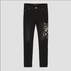 Zara jeans with flower detailing